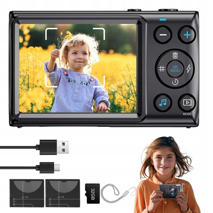 4K 64MP Digitální fotoaparát, kompaktní, do kapsy nebo batohu