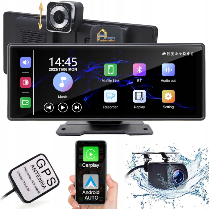 4K UHD rekordér s couvací kamerou, GPS, Wi-Fi, CarPlay Home Automation HE521