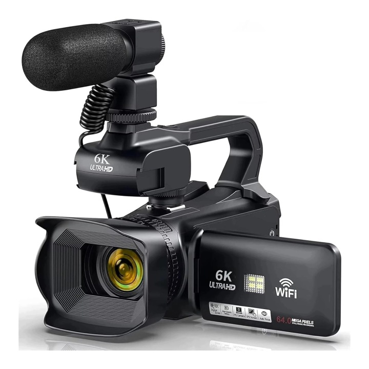 6K VIDEO KAMERA AUBEST PRO VLOGOVÁNÍ WIFI LIVE PROFESIONÁLNÍ S MIKROFONEM