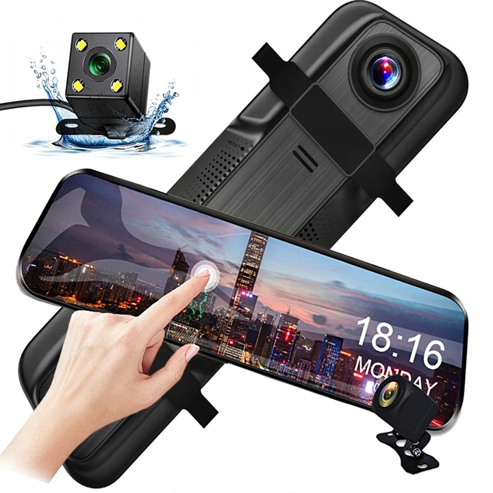 Autokamera do auta ve zpětném zrcátku PLASolutions Full HD černá