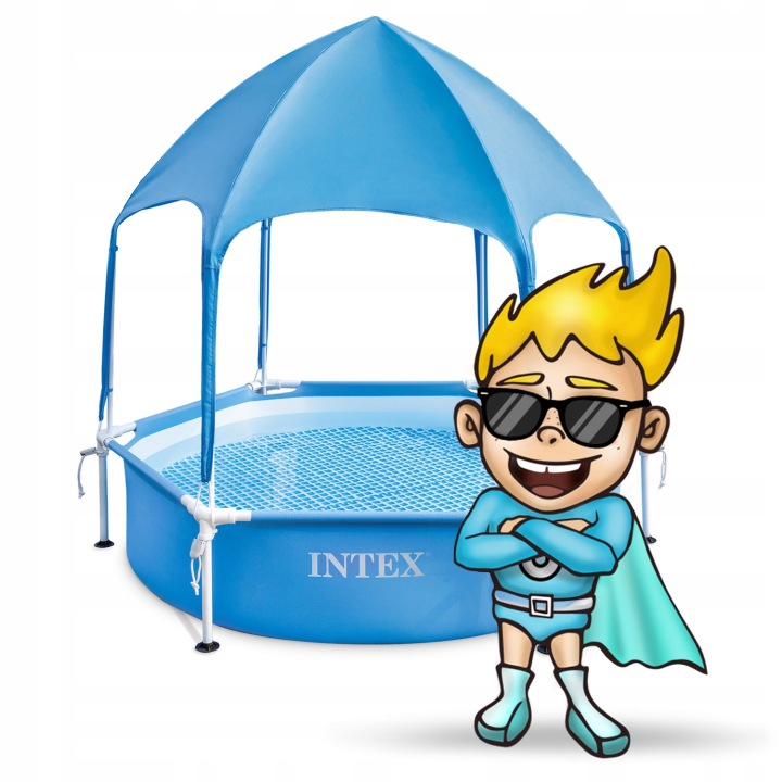 Bazén rámový kulatý se stříškou pro děti 183 x 38 cm Intex 28209