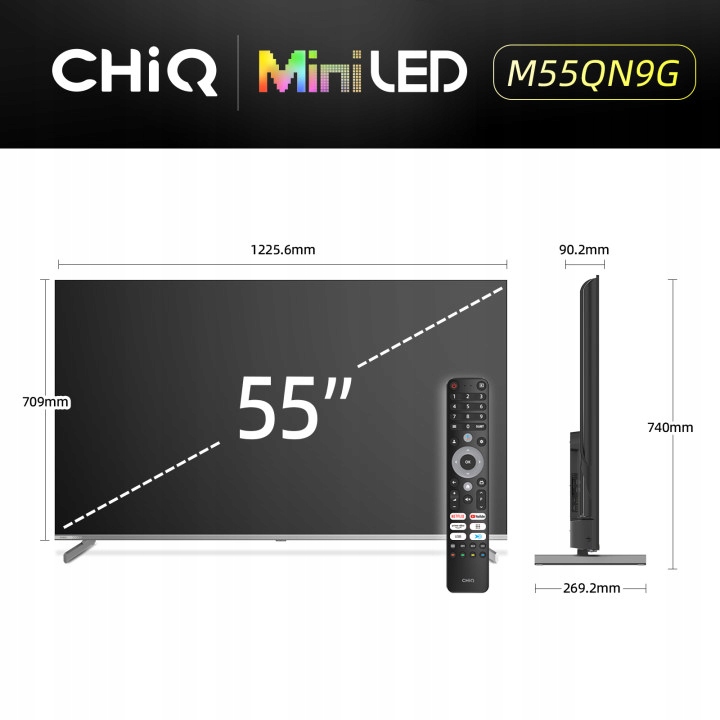 CHiQ televize M55QN9G 55" 4K UHD LED TV černá
