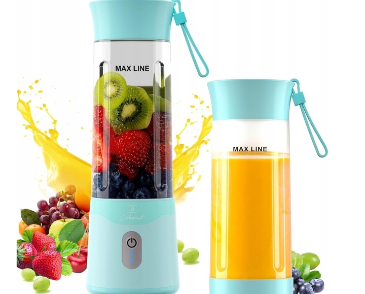 COKUNST Přenosný mixér na smoothie, dobíjecí USB, 530 ml, 6 nožů, mátový