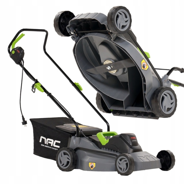 ELEKTRICKÁ SEKAČKA NAC 1800W 40CM KOŠ 30L LEHKÝ ZADNÍ A BOČNÍ VÝHOZ