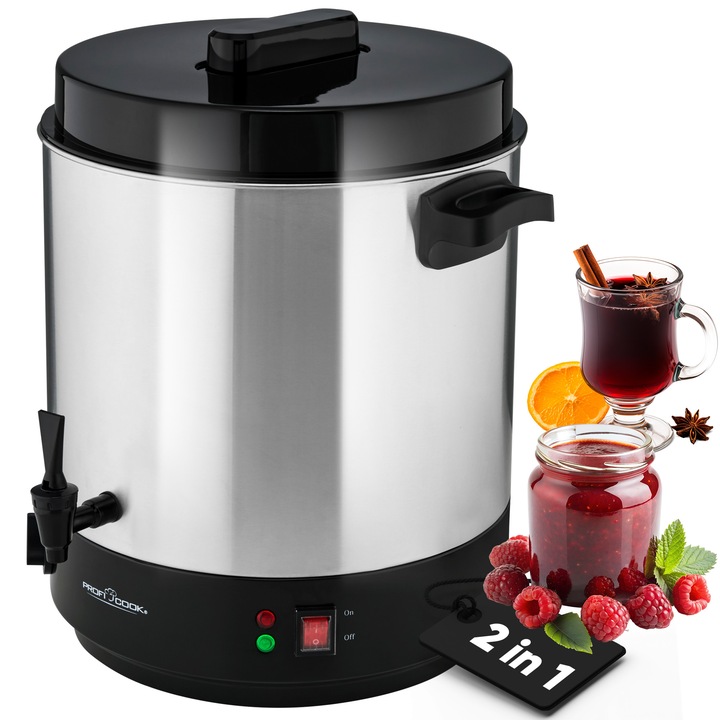 Elektrický hrnec Profi Cook 32 l zavařovací hrnec ohřívač 2100 W stříbrný