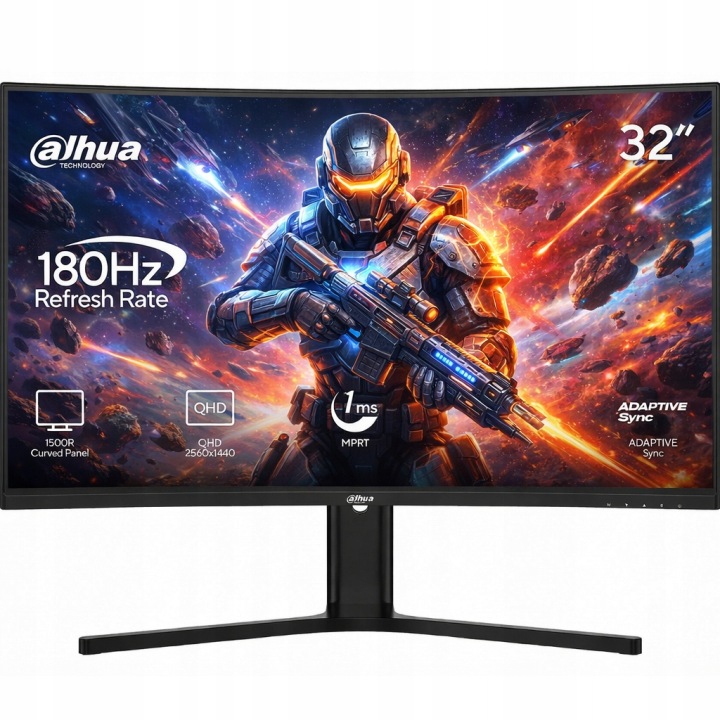 Herní zakřivený LED monitor DAHUA 32 palců 180Hz 1ms DP HDMI VA HDR10+