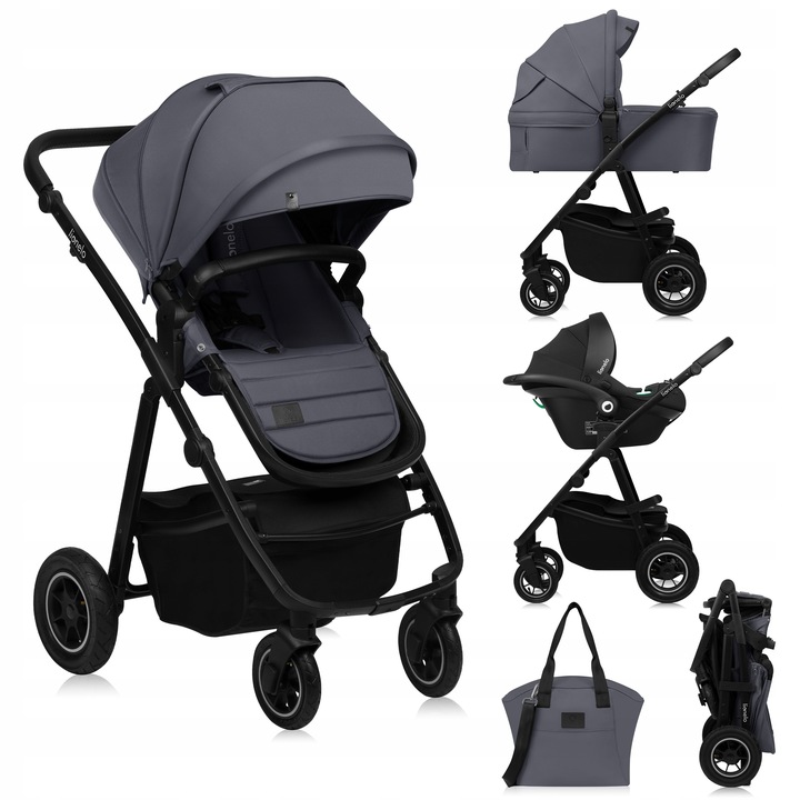 Lionelo Kočárek AMBER PLUS 3IN1 2025 GREY GRAPHITE