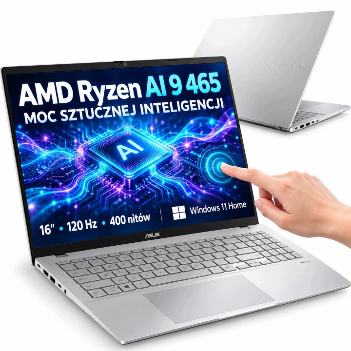 Notebook ASUS VivoBook S16 16" AMD Ryzen AI 9, 16 GB RAM / 1024 GB SSD, stříbrný