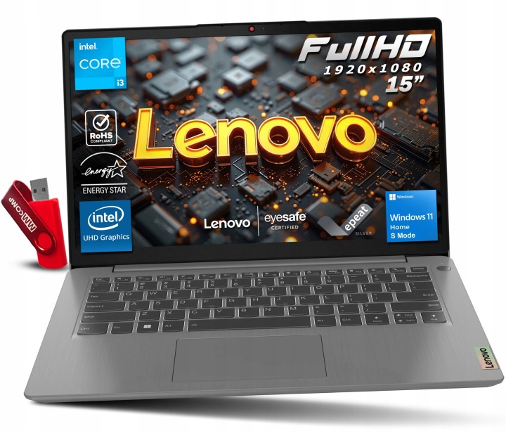 Notebook Lenovo IdeaPad Slim 3 Intel Core i3-N305 8GB 128GB UFS 15,6" FHD TN