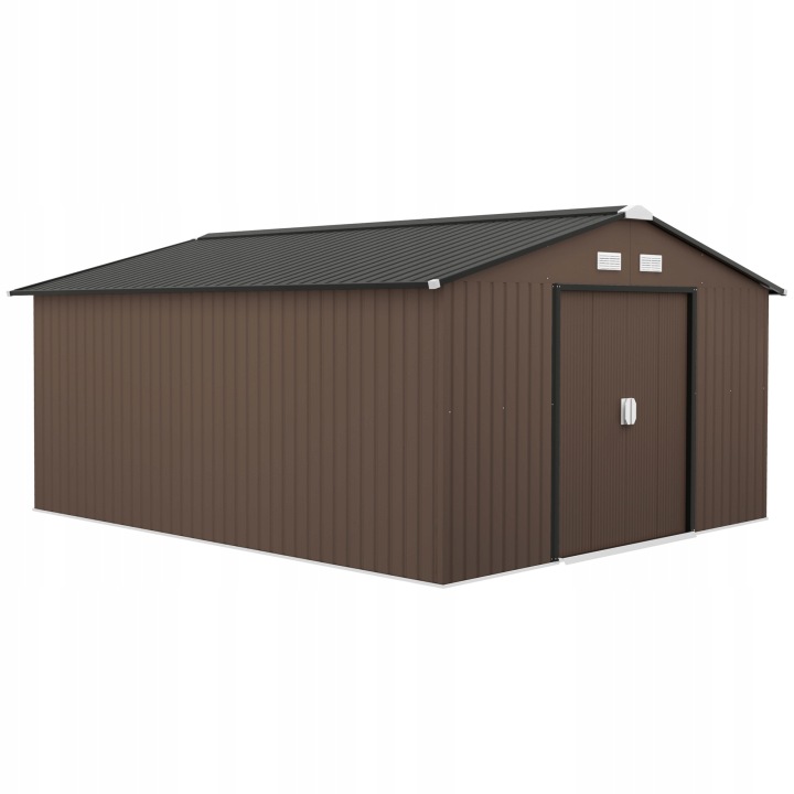 Outsunny Zahradní domek 12,4 m² s jednospádovou střechou, hnědý