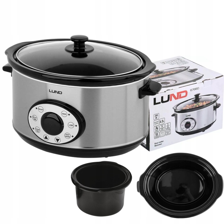 Pomalý hrnec Lund 67660 4,5 l stříbrný/šedý 280 W