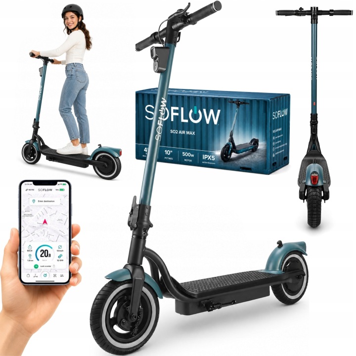Skládací Elektrická Koloběžka do Města SoFlow SO2 AIR MAX 500W 17,4 Ah s Dojezdem 80 km
