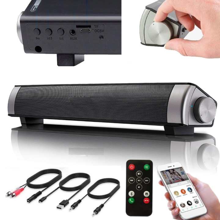 SOUNDBAR REPRODUKTORY K POČÍTAČI BEZDRÁTOVÝ BLUETOOTH AUX RCA USB 1800mAh