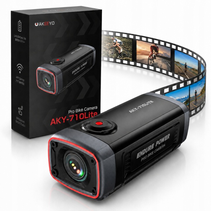 Sportovní kamera AKEEYO 710 Lite 1080P záznamník jízdy na kole černá IP66
