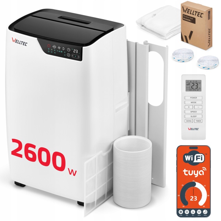 TICHÁ PŘENOSNÁ KLIMATIZACE WELLTEC ACL09 - 3v1 WiFi 2,6kW 40m2 + TĚSNĚNÍ