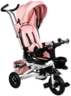 ECOTOYS JM-068-17 Tříkolka otočná Deluxe se stříškou, růžová ECOTOYS JM-068-17 Tříkolka otočná Deluxe se stříškou, růžová