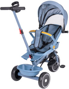ECOTOYS WQL-066 Kočárek tříkolka s otočným sedátkem 360°, 2v1, modrý