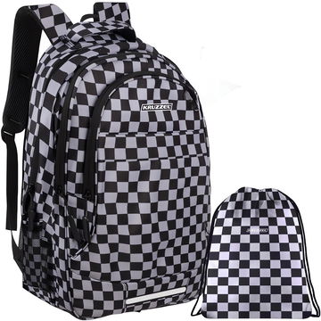 Kruzzel 24530 Školní batoh 22 l, šachovnicový 2 v 1