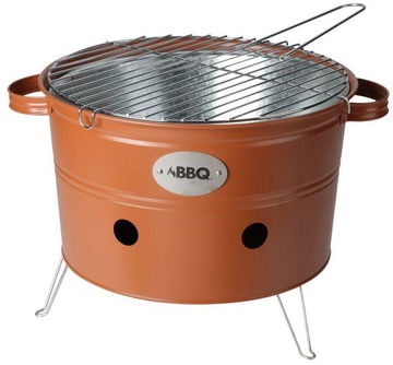 PROGARDEN Gril na dřevěné uhlí přenosný 34 cm oranžový PROGARDEN Gril na dřevěné uhlí přenosný 34 cm oranžový